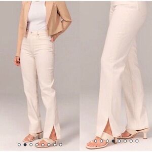 Abercrombie and Fitch 90’s Straight Ultra High Rise Jeans Ivory Cream Slit 31